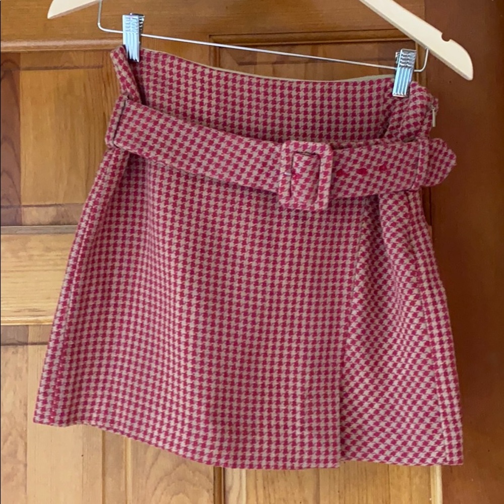 MANGO Houndstooth Mini Skirt with Belt